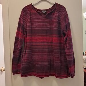 Eddie Bauer Red and Purple Striped Long Sleeve Top